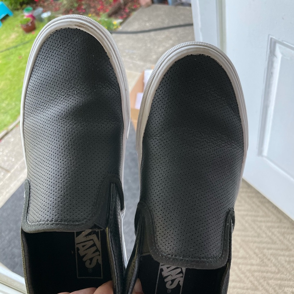 Vans Faux Leather slip ons sz 8.5